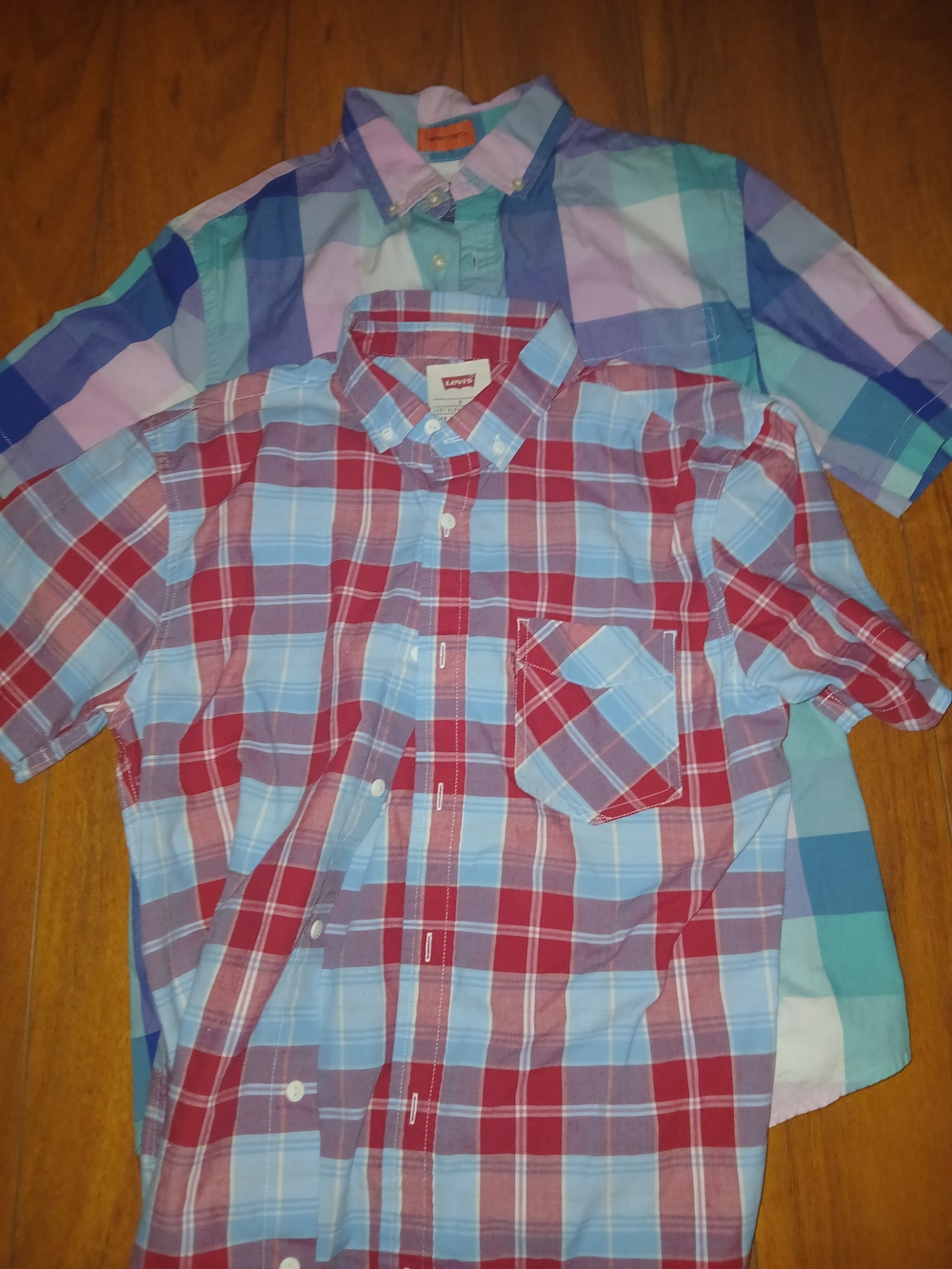 Boys Lot Large/ XL Plaid Button-Up Shirts 14 Total
